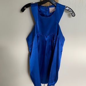 Royal Blue Satin Detailed Cutout Top